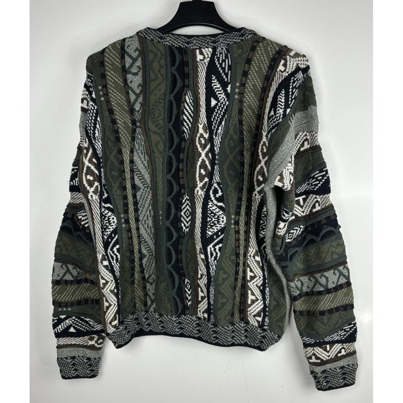 Bachrach Knit 3D Textured Sweater Cosby Biggie Style Earth Tones Mens Size Large - Picture 3 of 16